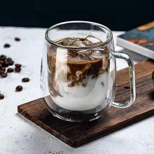 Premium Double Wall Glass Coffee & Tea Mug – 350ml Insulated Thermal Cup, Microwave & Dishwasher Safe Borosilicate Glass