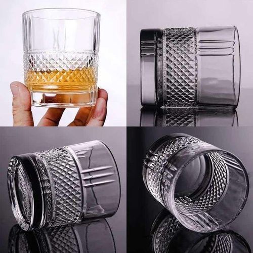 6-Piece Reflectique Italian Whisky Glass Set – Premium 280ml Lead-Free Crystal Tumblers with Classic Diamond-Cut Design