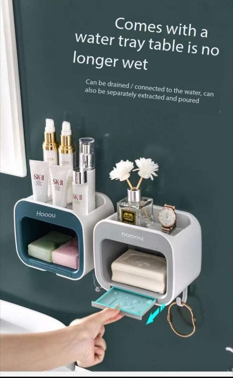 2-in-1 Wall-Mounted Sink Caddy – Multipurpose Double-Layer Soap & Sponge Holder with Drainage Shelf