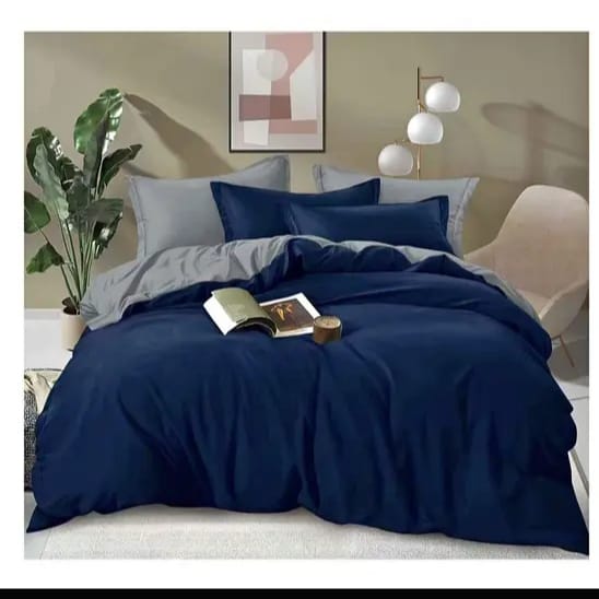 Premium Double-Sided Reversible Duvet Cover Set – 4-Piece Breathable Cotton Bedding with 1 Duvet Cover, 1 Bedsheet & 2 Pillowcases
