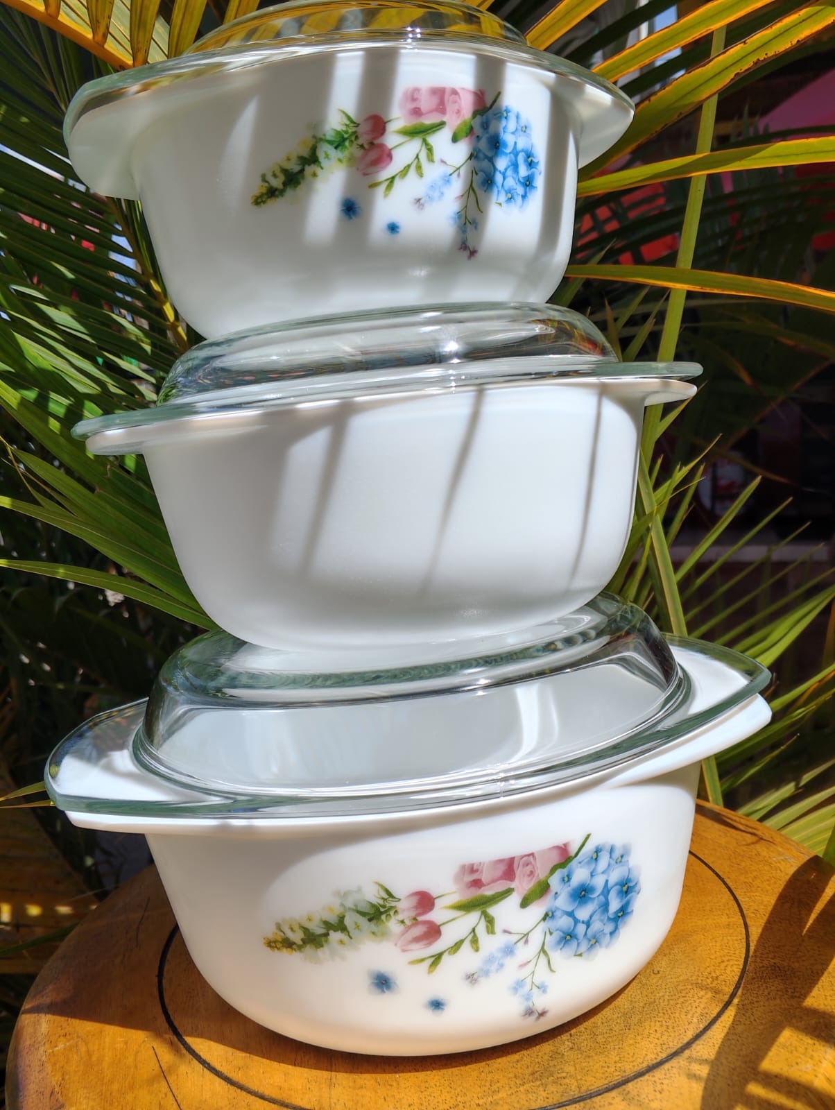 3-Piece Premium Opal Glass Casserole Set – Heat-Resistant Serving Bowls with Transparent Lids (1L, 1.5L, 2.5L)