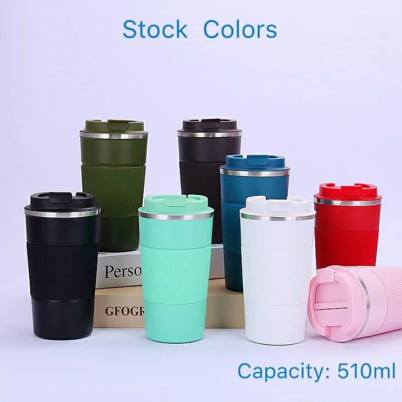 Premium 510ml Insulated Travel Coffee Mug – Double Wall Vacuum Stainless Steel Tumbler with Leak-Proof Flip Lid & Non-Slip Silicone Base