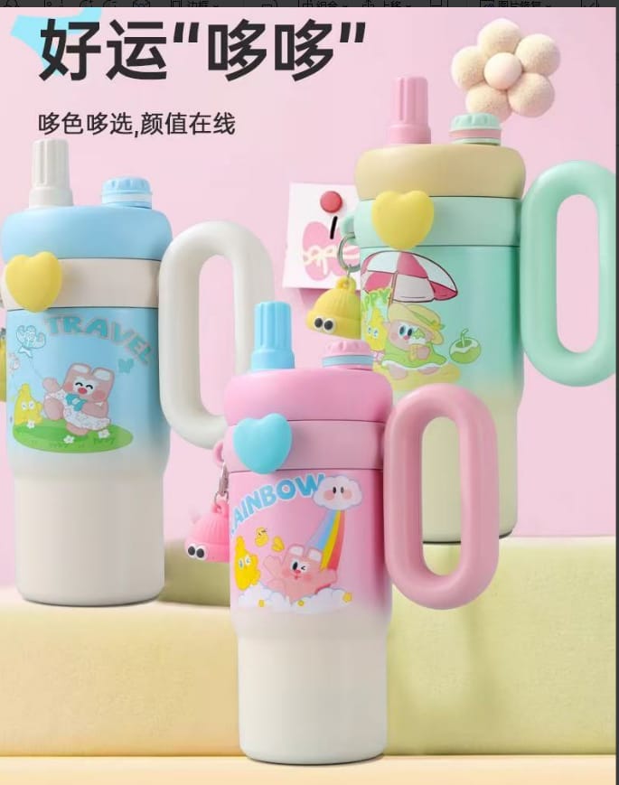 Premium Kids Vacuum Insulated Cup – 600ml Stainless Steel Water Bottle with Spill-Proof Straw Lid & Easy-Carry Handle