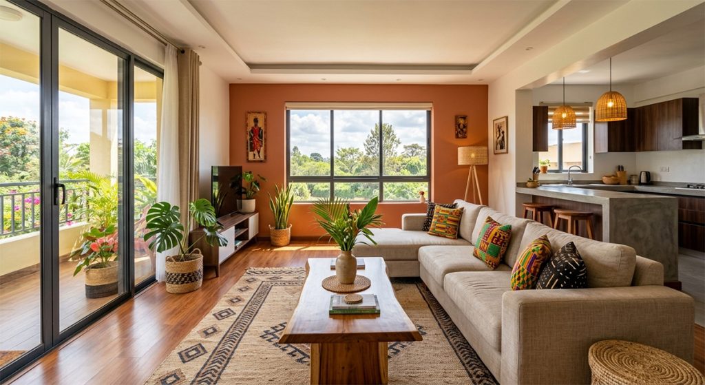 Modern living room with natural light